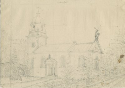 Patshullin kirkko: lyijykynäpiirros, nd [1762-1802] tekijältä Stebbing Shaw