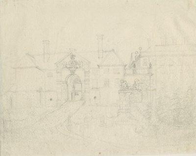 Patshull House: lyijykynäpiirros, nd [?1762-1802] tekijältä Stebbing Shaw