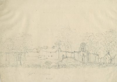 Rushall Castle/Hall: lyijykynäpiirustus, nd [1762-1802] (piirustus) (piirustus) tekijältä Stebbing Shaw