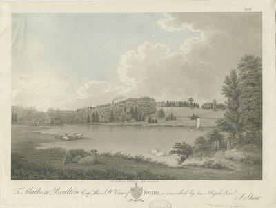 Soho - [Matthew Boultonin] talo: kaiverrus, nd [c 1798] (tulostus) tekijältä Stebbing Shaw