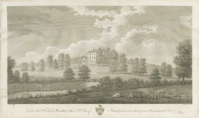 Somerford Hall: kaiverrus, nd [1762-1802] (vedos) (painettu) tekijältä Stebbing Shaw