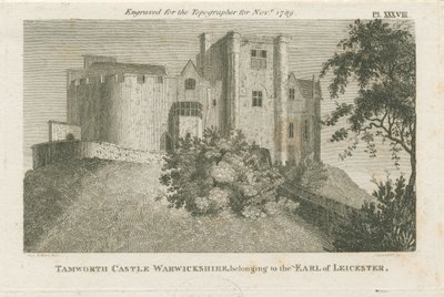 Tamworth Castle: kaiverrus, nd [c 1799] (painettu) tekijältä Stebbing Shaw