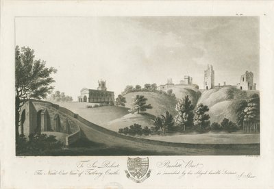 Tutburyn linna - Koillisnäkymä: akvatintakaiverrus, nd [c 1798] (tulostus) tekijältä Stebbing Shaw