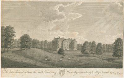 Wrottesley Hall: kaiverrus, nd [c 1798] (painettu) tekijältä Stebbing Shaw