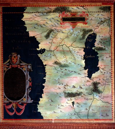 Länsi-Afrikka (Kongo ja Angola) Kartan teki Stefano Bonsignori (? -1589) italialainen kosmografi ja taidemaalari. Noin 1581. Firenze, Palazzo Vecchio, Sala del Mappamondo tekijältä Stefano Buonsignori