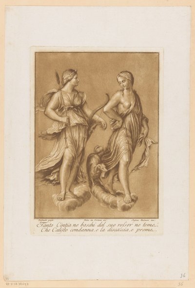 Diana ja Callisto Plafondschilderingen van de Loggia di Galatea in de Villa Farnesina te Rome (sarjan nimi) tekijältä Stefano Mulinari