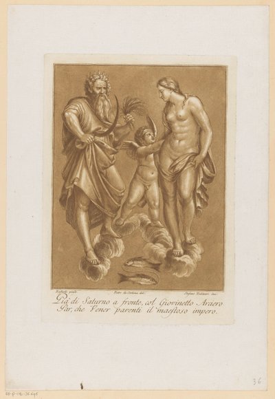 Saturnus, rakastunut Venus Plafondschilderingen van de Loggia di Galatea in de Villa Farnesina te Rome (sarjan nimi) tekijältä Stefano Mulinari