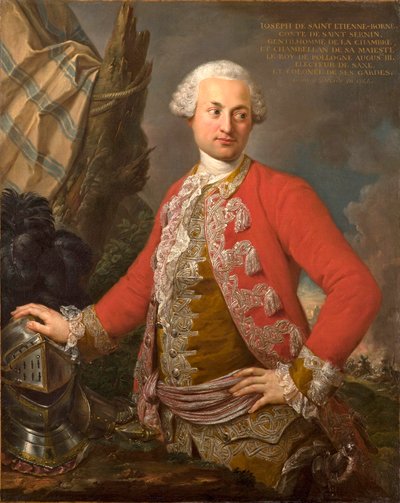 Joseph de Saint Étienne Bornen, kreivi de Saint Serninin, Puolan kuninkaallisen ja vaaliruhtinaan kamarlainin, kaartin kapteenin ja jalkaväen kenraaliadjutantin muotokuva, 1755 tekijältä Stefano Torelli