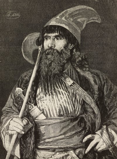 Sheikki täydessä kuninkaallinen, F Gamberonin kaiverrus Stefano Ussin (1822-1901) maalauksesta, L
