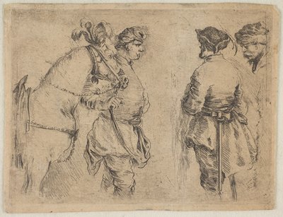 Napa, joka pitää hevosta suitsista, n. 1662. tekijältä Stefano della Bella