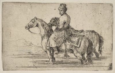 Puolalainen sulhanen uimahevosia, n. 1662. tekijältä Stefano della Bella