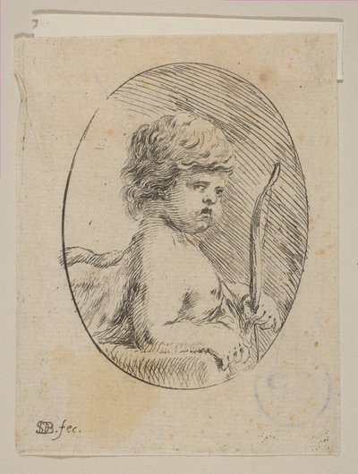 Pieni Amor jousineen, kohdasta "Eri hahmot ja doodles" Diverses figures et gr..., n. 1646. tekijältä Stefano della Bella