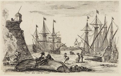Näkymiä merisatamista (Vues de ports de mer): Näkymä Calais’n sataman nurkkaan tekijältä Stefano della Bella
