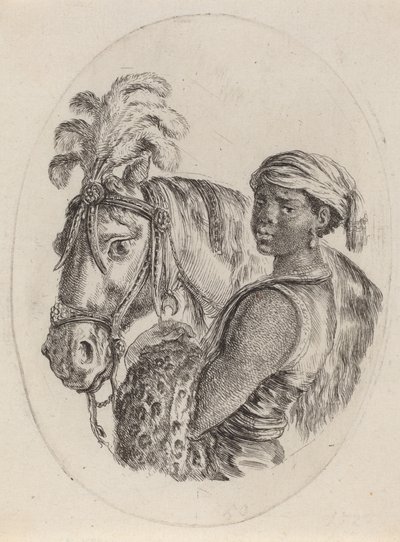 Musta sulhanen arabiahevosen kanssa, 16491650. tekijältä Stefano della Bella