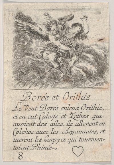 Boreas ja Orithyia, Game of Mythology Jeu de la Mythologie, 1644. tekijältä Stefano della Bella