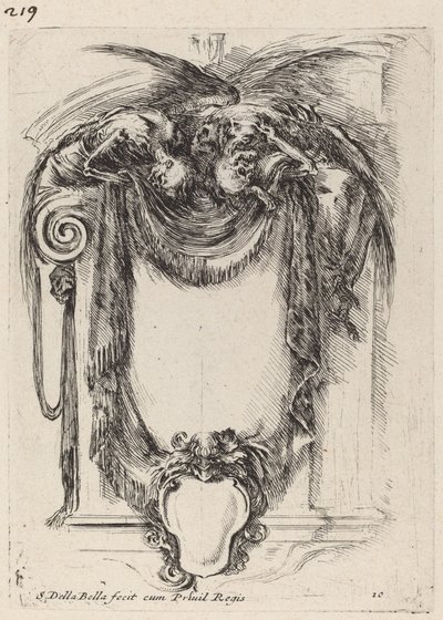Cartouche ripustettu ruumiista, 1647. tekijältä Stefano della Bella