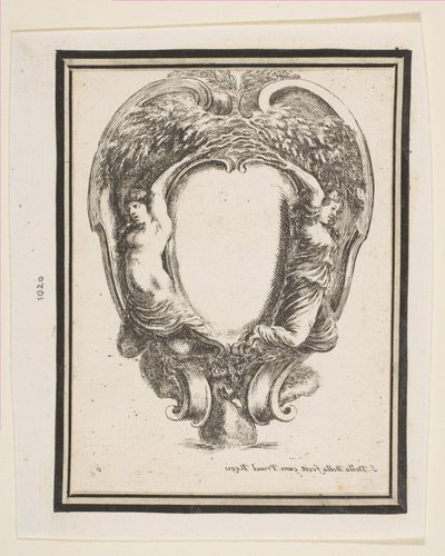 Cartouche ankan ja nymfien kanssa, 1647. tekijältä Stefano della Bella
