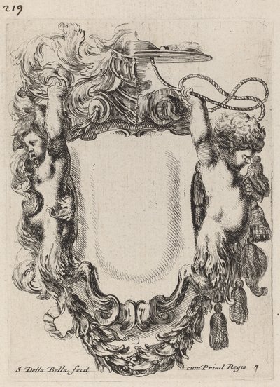 Cartouche with Infant Satyrs, 1647. tekijältä Stefano della Bella