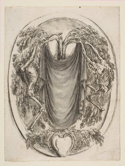 Cartouche luurankoilla, 1647. tekijältä Stefano della Bella