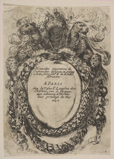Kasetti, jonka otsikko on: Uudet patruunoiden keksinnöt, 1647. tekijältä Stefano della Bella