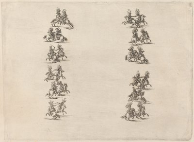 Kavalierit taistelevat kahdessa pylväässä, 1652. tekijältä Stefano della Bella