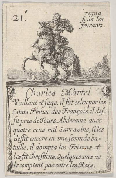 Charles Martel Vaillant et sage..., "Game of the Kings of France" Jeu des Rois de ..., 1644. tekijältä Stefano della Bella