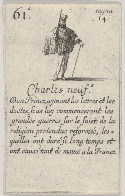 Charles neuf.-e Bon Prince..., Game of the Kings of France Jeu des Rois de France, 1644. tekijältä Stefano della Bella