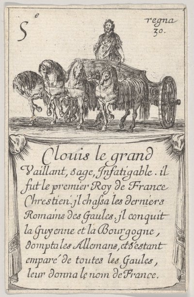 Clovis le grand Vaillant, sage..., Game of the Kings of France Jeu des Rois de F..., 1644. tekijältä Stefano della Bella