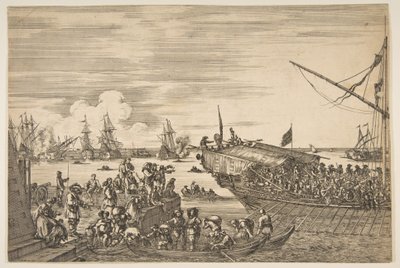 Keittiön lähtö Livornon satamasta osoitteesta Näkymät Livornon satamaan ..., 1654-55. tekijältä Stefano della Bella