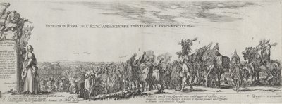 Puolan suurlähettilään saapuminen Roomaan, 1633. tekijältä Stefano della Bella