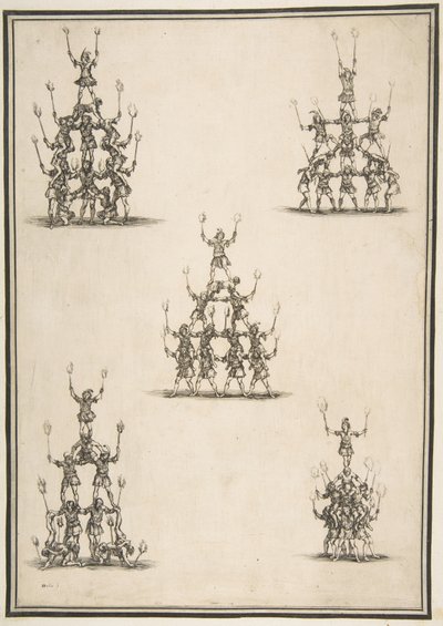 Viisi akrobaattiryhmää, 1652. tekijältä Stefano della Bella