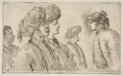 Neljä turkkilaista ja musta mies, n. 1662. tekijältä Stefano della Bella