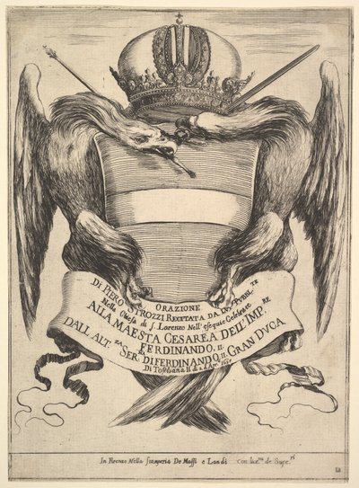Keisari Ferdinand II:n hautajaisten Esequie dellimmperadore Ferdinando..., 1637 esikuva. tekijältä Stefano della Bella