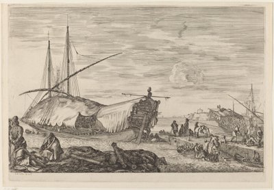 Keittiön kansi, jossa on purjeet, luultavasti n. 16541655. tekijältä Stefano della Bella