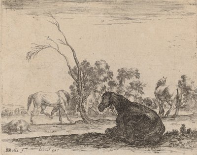 Hevoset laitumella, 1642. tekijältä Stefano della Bella