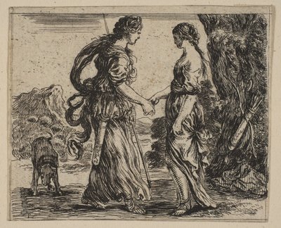 Jupiter ja Callisto, Game of Mythology Jeu de la Mythologie, 1644. tekijältä Stefano della Bella