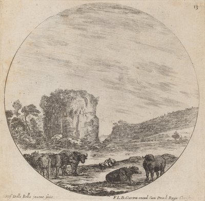 Maisema ja antiikkirauniot, 1646. tekijältä Stefano della Bella