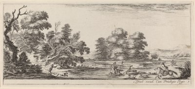 Maisema Deer Huntilla vuonna 1647 tai sitä ennen. tekijältä Stefano della Bella