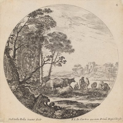 Maisema roomalaisten raunioiden kanssa, 1646. tekijältä Stefano della Bella