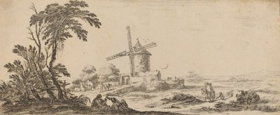 Maisema tuulimyllyllä vuonna 1647 tai sitä ennen. tekijältä Stefano della Bella