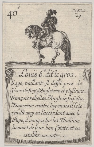 Louis 6.-e dit le gros Sage, vaillant..., Game of the Kings of France Jeu des Ro..., 1644. tekijältä Stefano della Bella