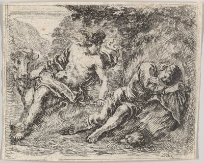 Mercury ja Argos, Game of Mythology Jeu de la Mythologie, 1644. tekijältä Stefano della Bella