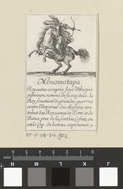 Monomotapa-pelikortti, n. 1620-64 (etsaus) tekijältä Stefano della Bella