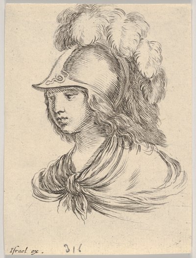 Levy 9: Minervan rintakuva höyhenkypärässä, katsoen vasemmalle, ..., 1650. tekijältä Stefano della Bella