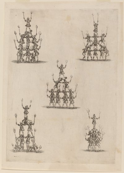 Jonglöörien pyramidit, 1652. tekijältä Stefano della Bella