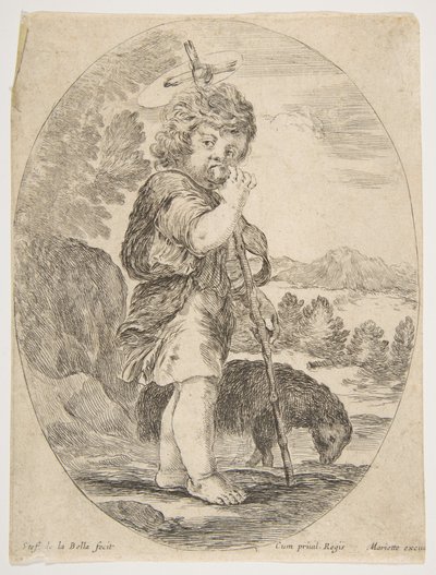 Pyhä Johannes Kastaja puree hedelmää, n. 1641. tekijältä Stefano della Bella