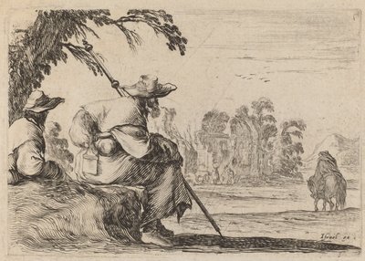 Istuvia pyhiinvaeltajia, 1642. tekijältä Stefano della Bella