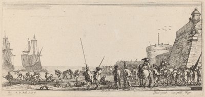 Sotilaat valvovat alukselle lähtöä, 1644. tekijältä Stefano della Bella
