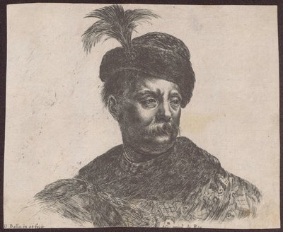 Rintakuvana esitetyn puolalaisen aatelismiehen tutkielma sarjasta "Principii del disegno" tekijältä Stefano della Bella