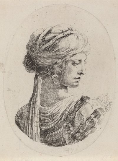 Sultaness hunnulla turbaanissa, takaa katsottuna, 16491650. tekijältä Stefano della Bella